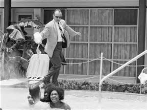 On June 18_ 1964 during civil rights demonstration in St Augustine_ James Brock_ manager of the Monson Motor Lodge pours acid in the pool to force demonstrators to get out. They didn't.