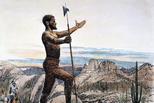 Esteban the Black by N. Herrick. This black man was the first person who was not a Native American to see the Grand Canyon. He arrived with one of the Spanish conquistadors in the 1500s.