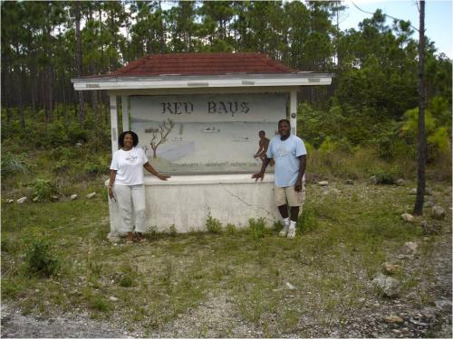 Red Bays Marvin Dunn and Rosalyn Howard at community marker