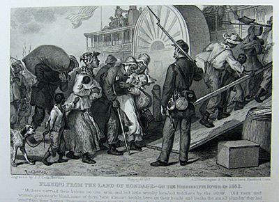 Slaves boarding a steamboat on the Mississippi River.