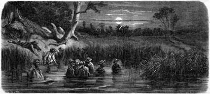 Slaves using the Mississippi River to escape.