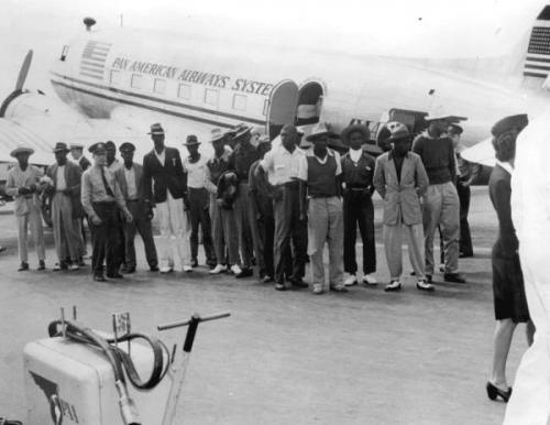 work Bahamian laborers arriving in Miami to work in south Florida fields 1943 FSA 